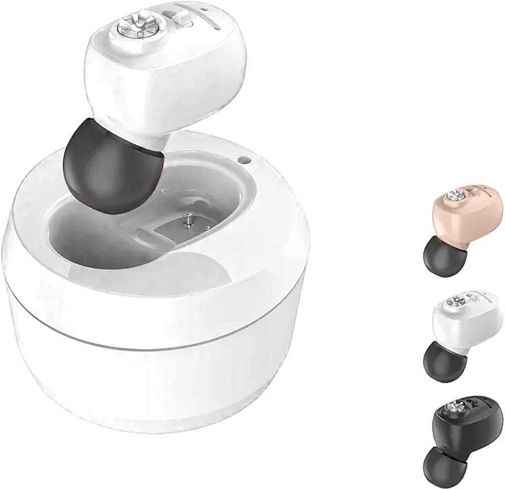 Aparat Auditiv Intraauricular In-Ear, Flippy, Amplificator de sunet pentru Auz, Minuscul Design Nou, 14 x 10 x 3.8 cm, 116 gr, Alb