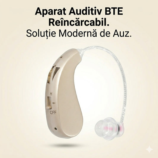 Set 2 Aparate Auditive Profesionale Reîncărcabile, Amplificare 110dB, Autonomie 48h, pentru Ambele Urechi