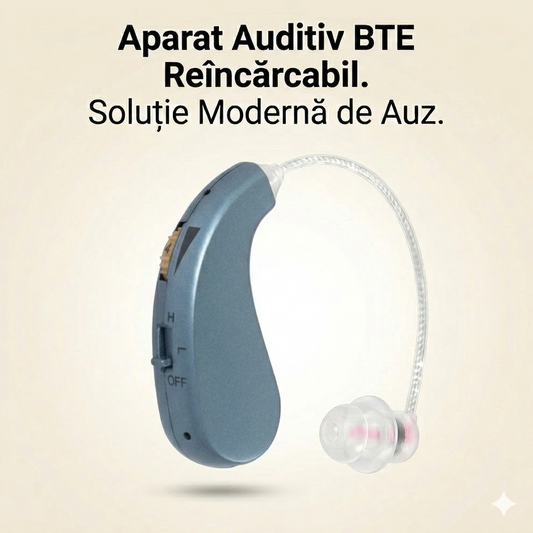Set 2 Aparate Auditive Profesionale Reîncărcabile, Amplificare 110dB, Autonomie 48h, pentru Ambele Urechi