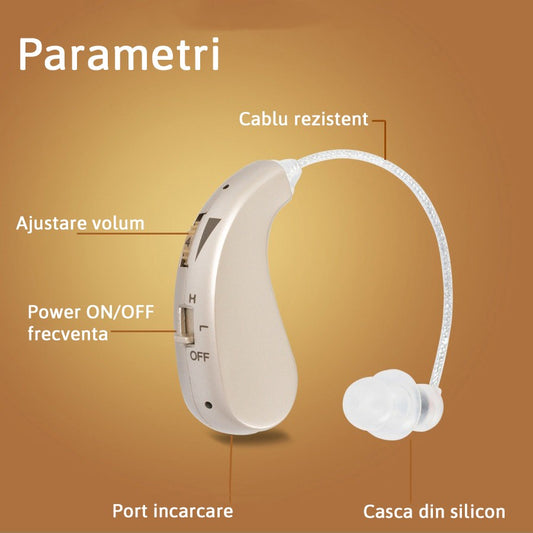 Set 2 Aparate Auditive Profesionale Reîncărcabile, Amplificare 110dB, Autonomie 48h, pentru Ambele Urechi