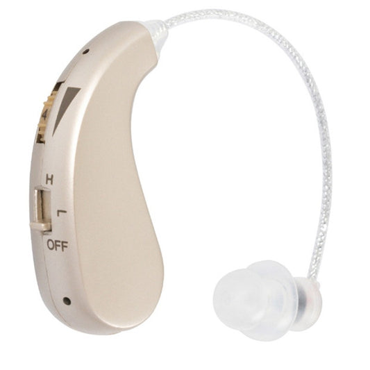 Aparat auditiv retroauricular BTE Reincarcabil, Flippy, Set 2 bucati Stinga Dreapta, Standard European, Aparat auditiv Cu incarcator, Aparat pentru Auz, 12 x 8.5 x 4 cm, 89 g, Auriu