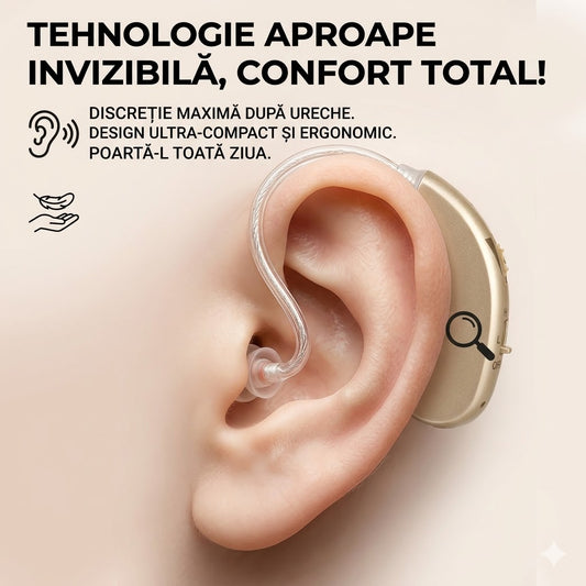 Set 2 Aparate Auditive Profesionale Reîncărcabile, Amplificare 110dB, Autonomie 48h, pentru Ambele Urechi