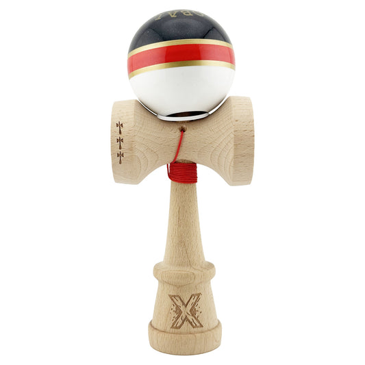 Kendama X Originala ROYAL SPIKE, Profesionala, Cupe Mari KING SIZE V3, Super Sticky, Gaura in Baza, Rulment Metalic, din lemn 18 cm, Ata 62/65 cm, Inel Rosu