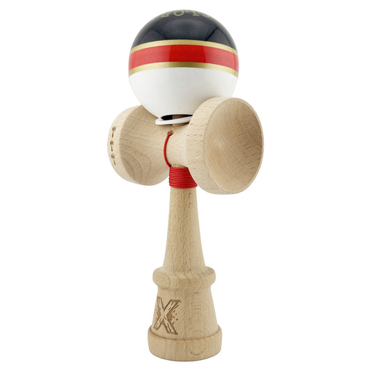 Kendama X Originala ROYAL SPIKE, Profesionala, Cupe Mari KING SIZE V3, Super Sticky, Gaura in Baza, Rulment Metalic, din lemn 18 cm, Ata 62/65 cm, Inel Rosu